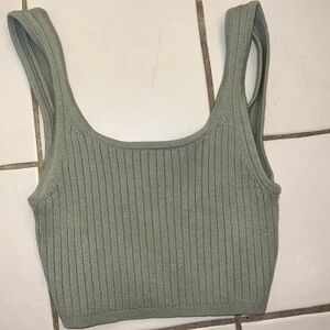 Wilfred Pale Green Ribbed Crop Top